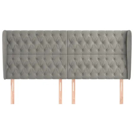 Tête de lit avec oreilles Gris clair 203x23x118/128 cm Velours