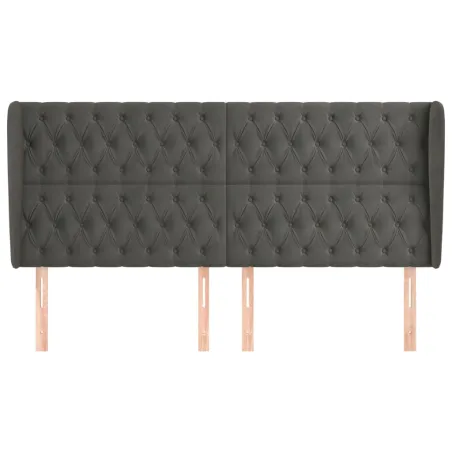 Tête de lit avec oreilles Gris foncé 203x23x118/128 cm Velours