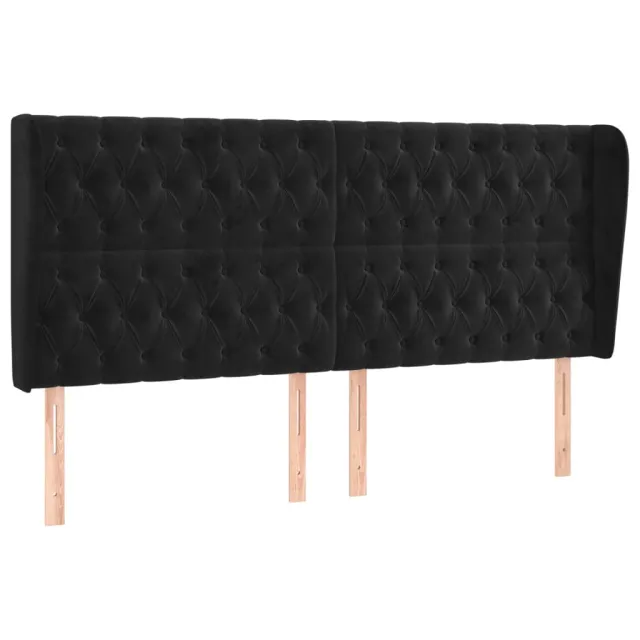 Tête de lit avec oreilles Noir 203x23x118/128 cm Velours