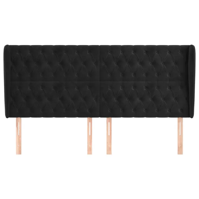 Tête de lit avec oreilles Noir 203x23x118/128 cm Velours