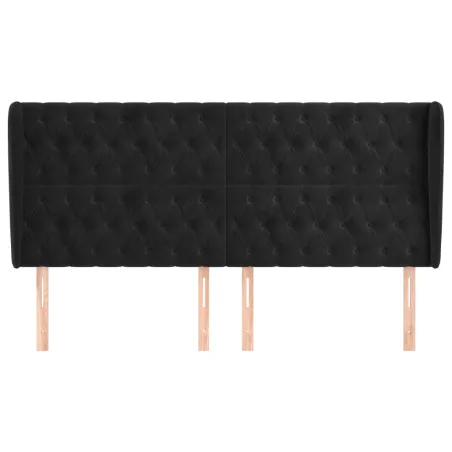 Tête de lit avec oreilles Noir 203x23x118/128 cm Velours