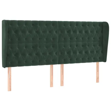 Tête de lit avec oreilles Vert foncé 203x23x118/128 cm Velours 2