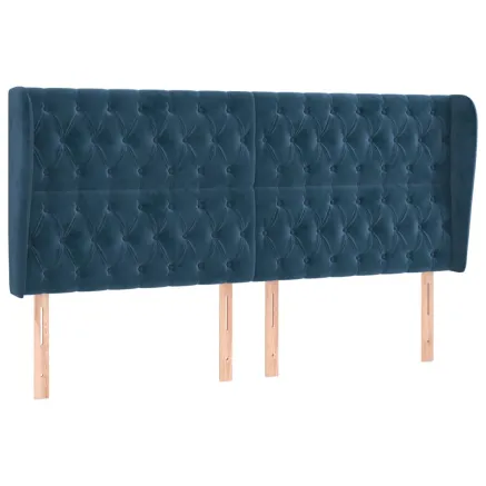 Tête de lit avec oreilles Bleu foncé 203x23x118/128 cm Velours 2