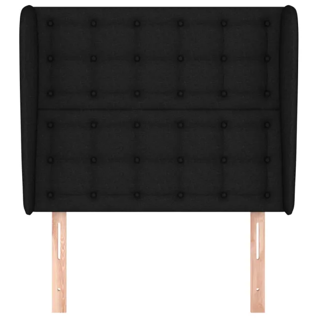 Tête de lit avec oreilles Noir 83x23x118/128 cm Tissu