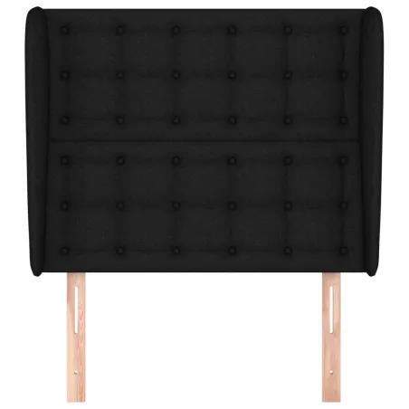 Tête de lit avec oreilles Noir 83x23x118/128 cm Tissu