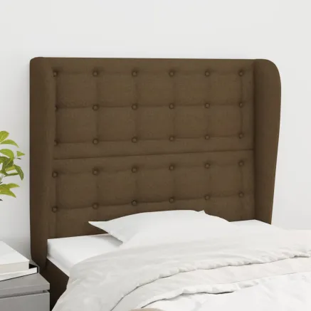 Tête de lit avec oreilles Marron foncé 83x23x118/128 cm Tissu