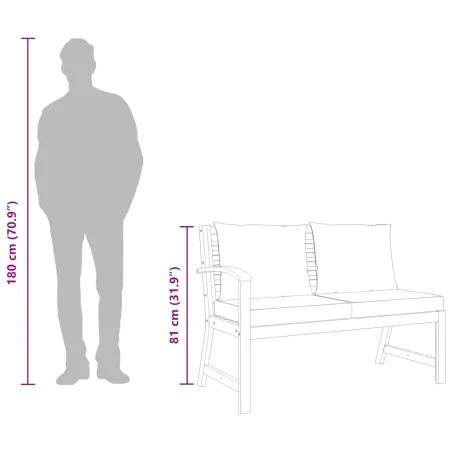 Banc de jardin 114,5 cm avec coussin gris foncé Bois d'acacia