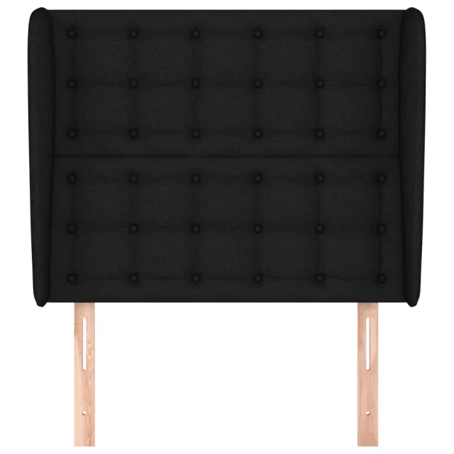 Tête de lit avec oreilles Noir 93x23x118/128 cm Tissu