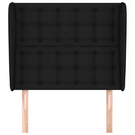 Tête de lit avec oreilles Noir 93x23x118/128 cm Tissu