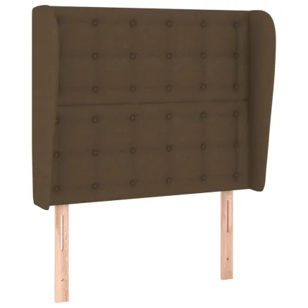 Tête de lit avec oreilles Marron foncé 93x23x118/128 cm Tissu 2