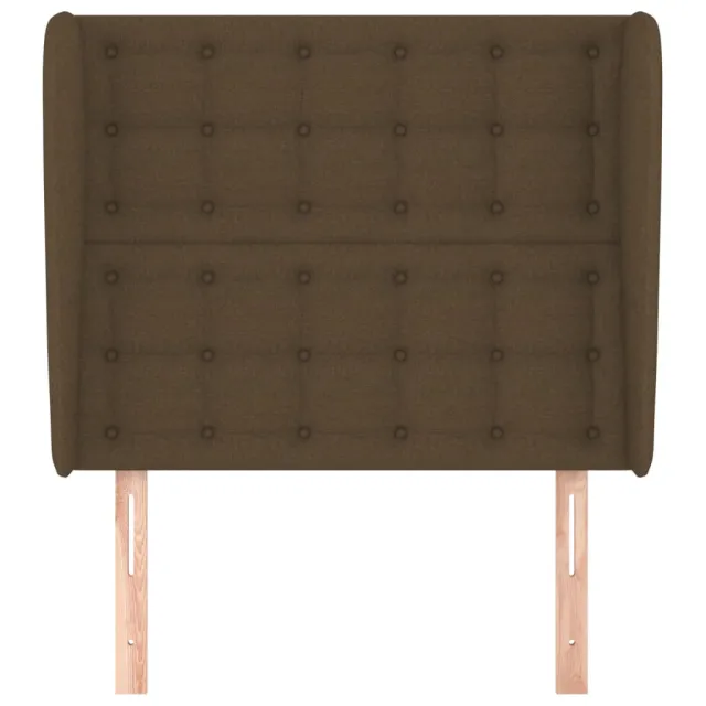 Tête de lit avec oreilles Marron foncé 93x23x118/128 cm Tissu