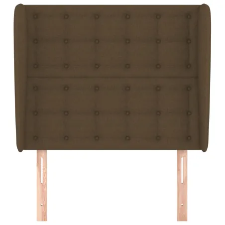 Tête de lit avec oreilles Marron foncé 93x23x118/128 cm Tissu