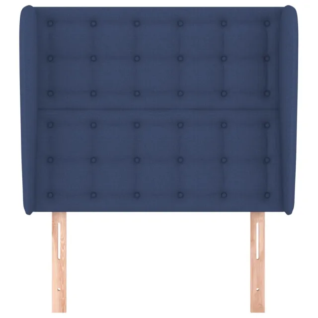 Tête de lit avec oreilles Bleu 93x23x118/128 cm Tissu