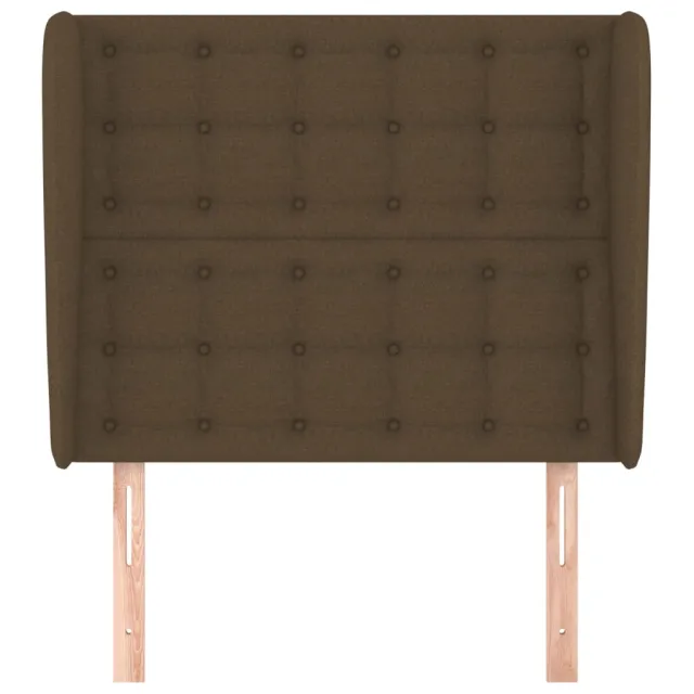 Tête de lit avec oreilles Marron foncé 103x23x118/128 cm Tissu