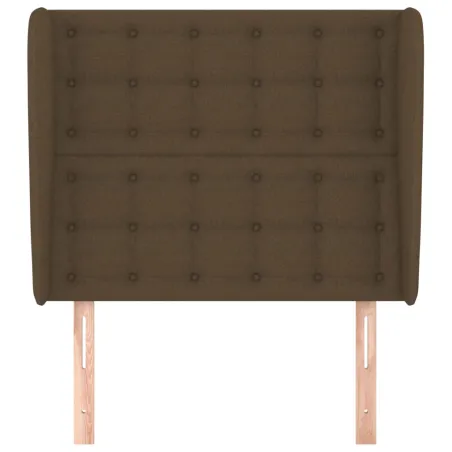 Tête de lit avec oreilles Marron foncé 103x23x118/128 cm Tissu