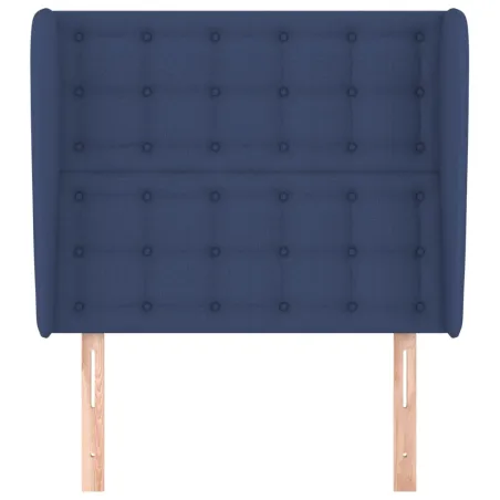 Tête de lit avec oreilles Bleu 103x23x118/128 cm Tissu