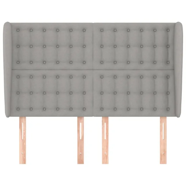 Tête de lit avec oreilles Gris clair 147x23x118/128 cm Tissu