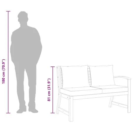 Banc de jardin 114,5 cm avec coussin gris foncé Bois d'acacia