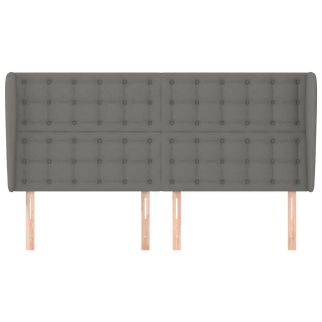 Tête de lit avec oreilles Gris foncé 163x23x118/128 cm Tissu