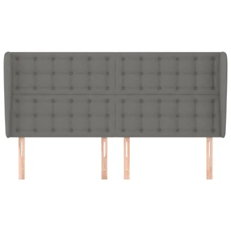Tête de lit avec oreilles Gris foncé 163x23x118/128 cm Tissu