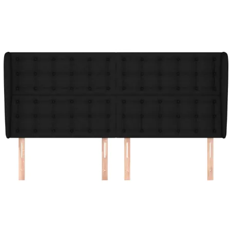 Tête de lit avec oreilles Noir 163x23x118/128 cm Tissu