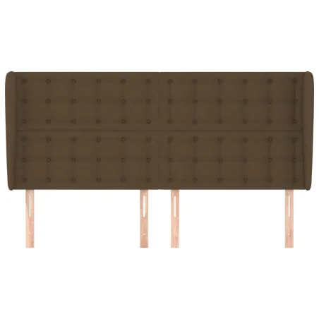 Tête de lit avec oreilles Marron foncé 163x23x118/128 cm Tissu