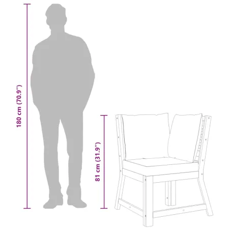 Canapé d'angle sectionnel et coussin crème Bois d'acacia massif