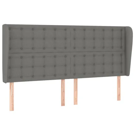Tête de lit avec oreilles Gris foncé 183x23x118/128 cm Tissu 2