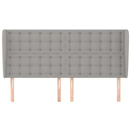 Tête de lit avec oreilles Gris clair 203x23x118/128 cm Tissu