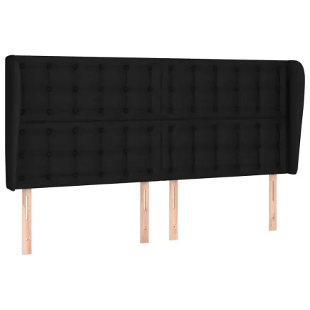 Tête de lit avec oreilles Noir 203x23x118/128 cm Tissu 2