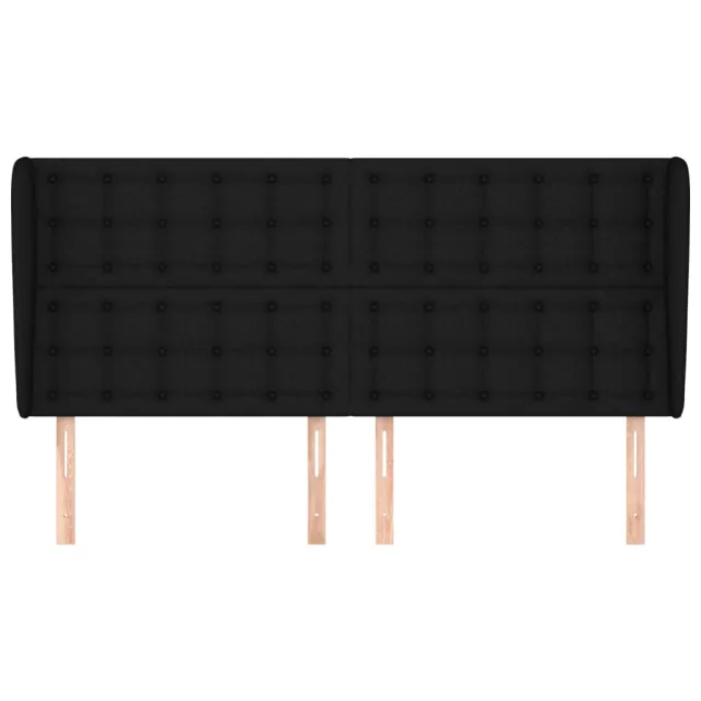 Tête de lit avec oreilles Noir 203x23x118/128 cm Tissu