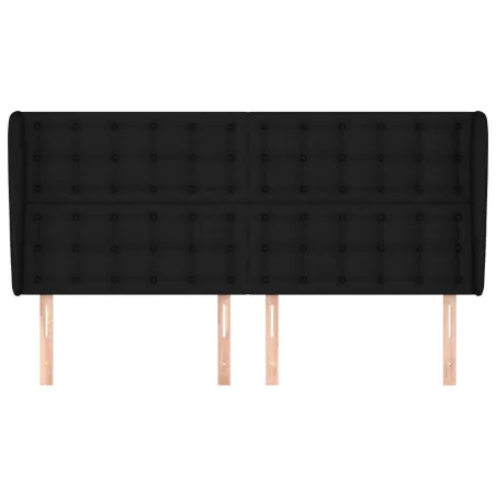 Tête de lit avec oreilles Noir 203x23x118/128 cm Tissu