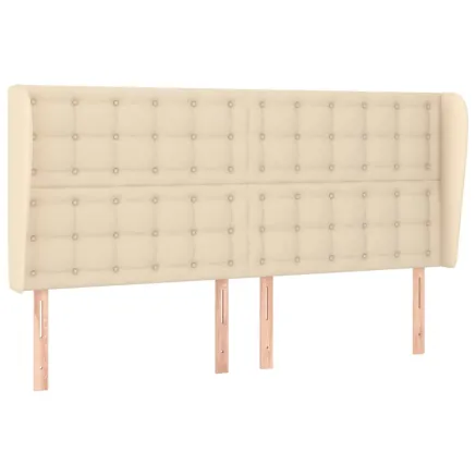 Tête de lit avec oreilles Crème 203x23x118/128 cm Tissu 2