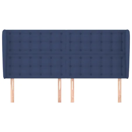 Tête de lit avec oreilles Bleu 203x23x118/128 cm Tissu