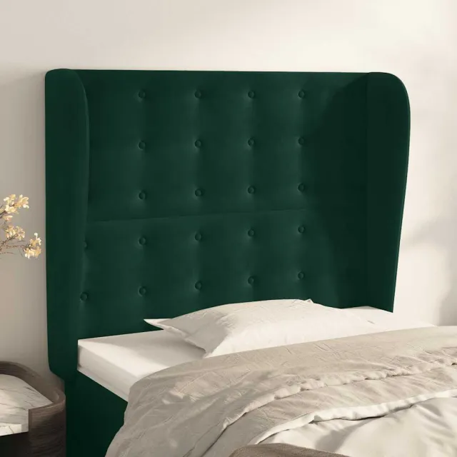 Tête de lit avec oreilles Vert foncé 83x23x118/128 cm Velours