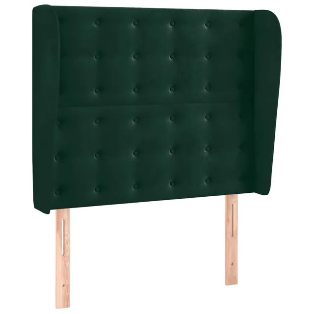 Tête de lit avec oreilles Vert foncé 83x23x118/128 cm Velours