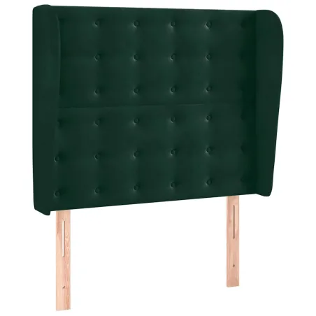 Tête de lit avec oreilles Vert foncé 83x23x118/128 cm Velours