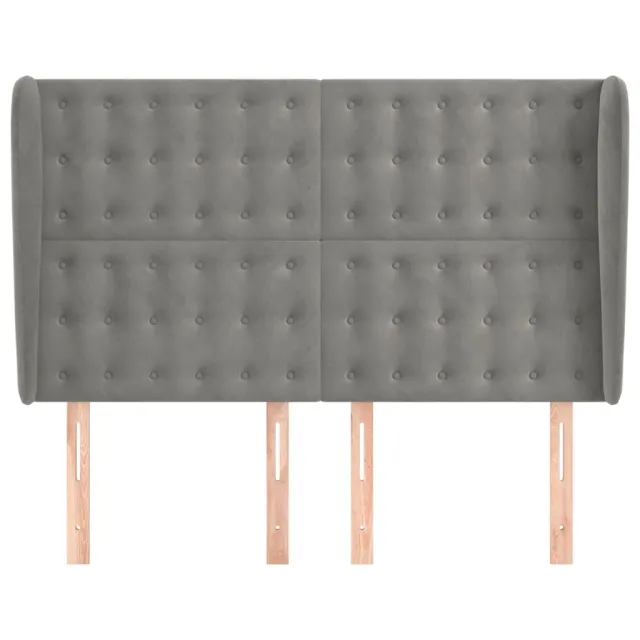 Tête de lit avec oreilles Gris clair 147x23x118/128 cm Velours