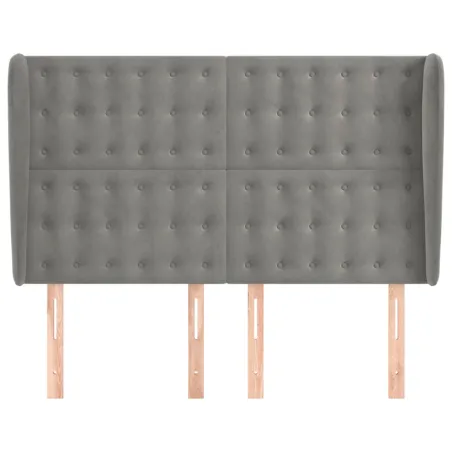 Tête de lit avec oreilles Gris clair 147x23x118/128 cm Velours