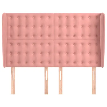 Tête de lit avec oreilles Rose 147x23x118/128 cm Velours