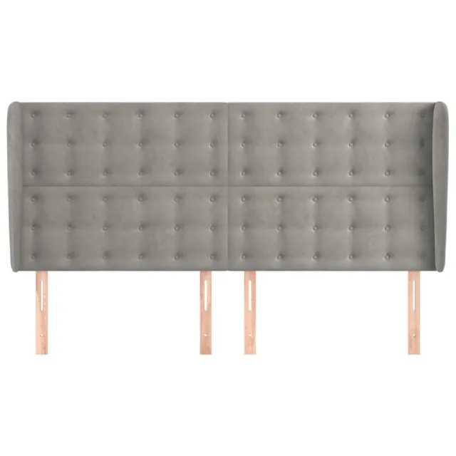 Tête de lit avec oreilles Gris clair 163x23x118/128 cm Velours