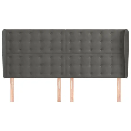 Tête de lit avec oreilles Gris foncé 163x23x118/128 cm Velours