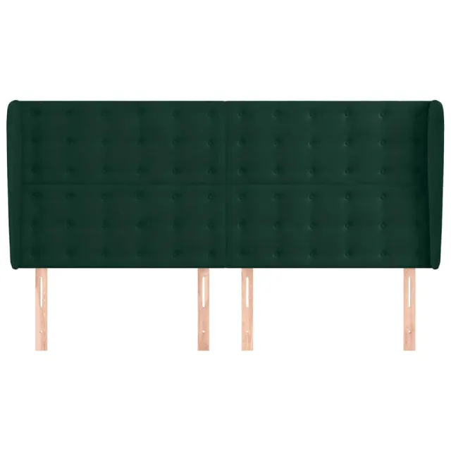 Tête de lit avec oreilles Vert foncé 163x23x118/128 cm Velours