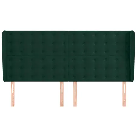 Tête de lit avec oreilles Vert foncé 163x23x118/128 cm Velours
