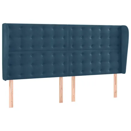 Tête de lit avec oreilles Bleu foncé 163x23x118/128 cm Velours 2