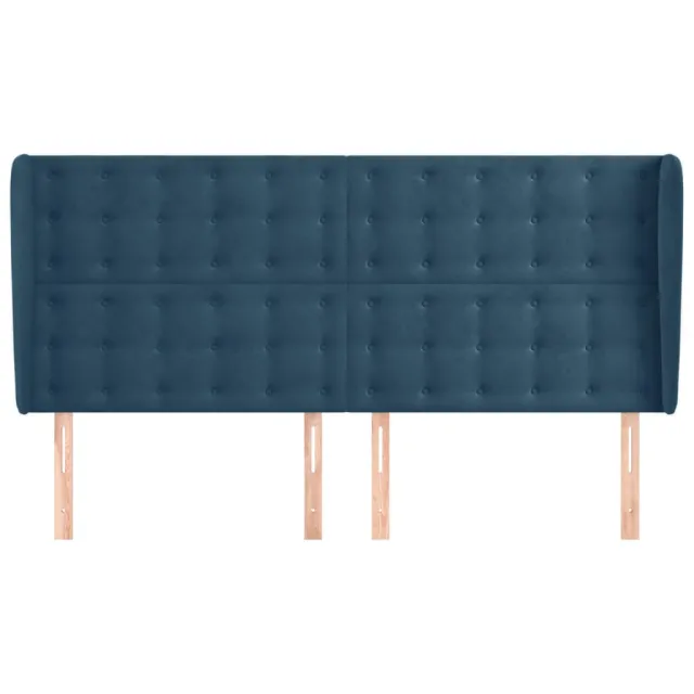 Tête de lit avec oreilles Bleu foncé 163x23x118/128 cm Velours