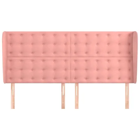 Tête de lit avec oreilles Rose 163x23x118/128 cm Velours