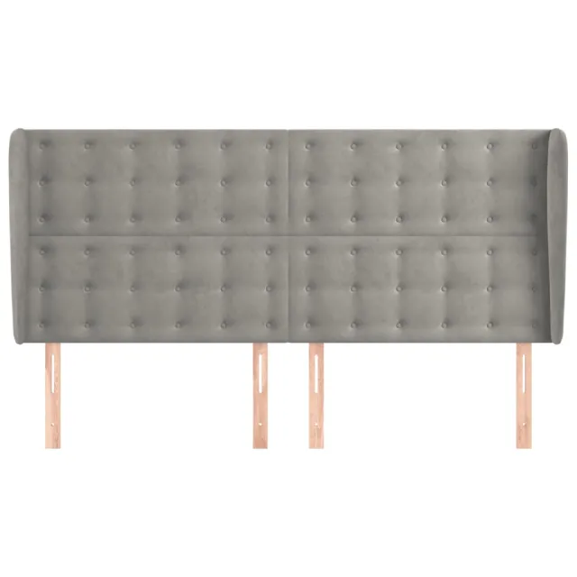 Tête de lit avec oreilles Gris clair 183x23x118/128 cm Velours