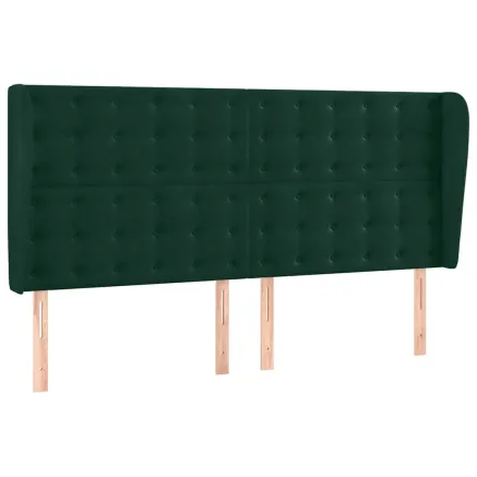 Tête de lit avec oreilles Vert foncé 183x23x118/128 cm Velours 2