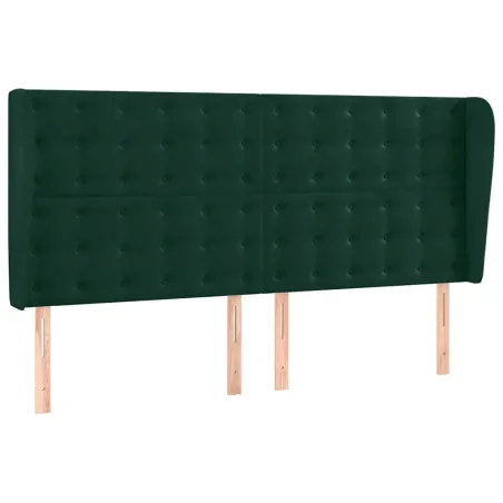 Tête de lit avec oreilles Vert foncé 183x23x118/128 cm Velours